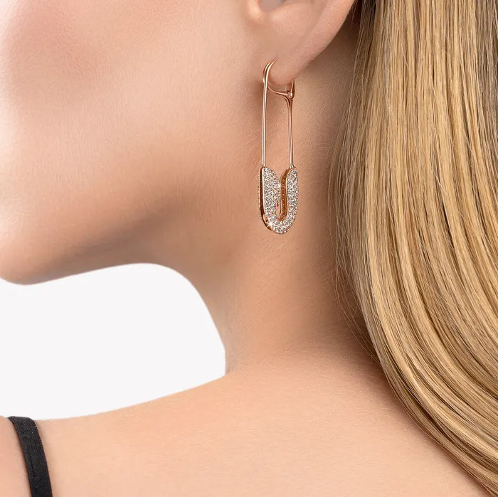 Hand crafted in 18k rose gold and set with 350 highquality round brilliant cut diamonds Securus Diamond Earrings Earrings