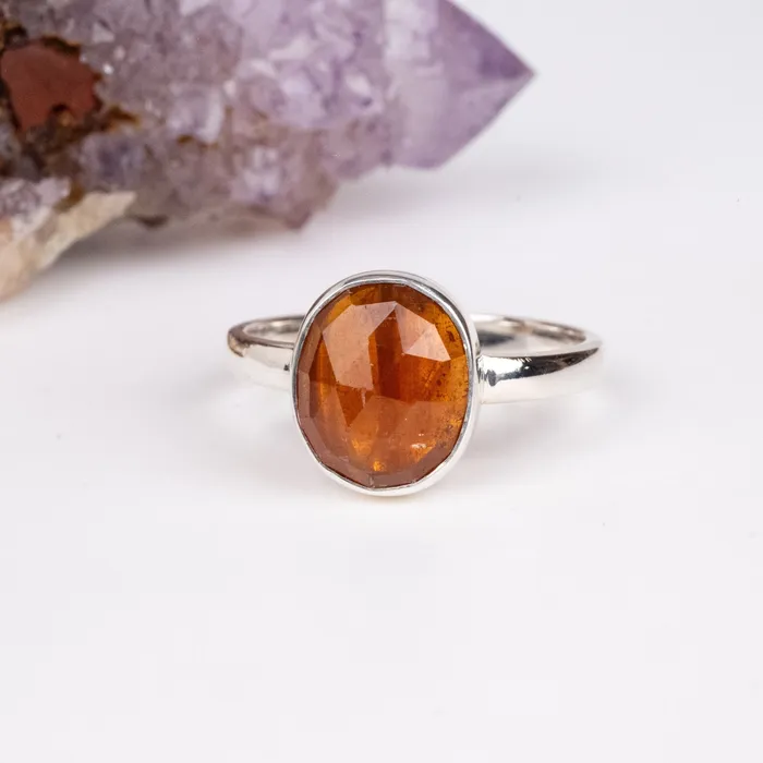 InnerVision Crystals Rings Orange Kyanite Ring 11x10mm Size 9 925 Silver
