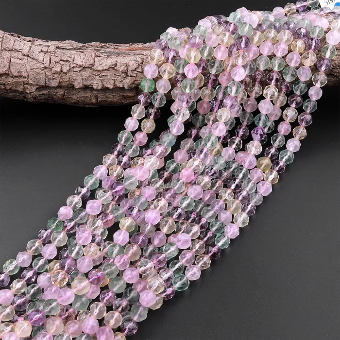 Intrinsic Trading Earrings Natural Amethyst Rose Quartz Citrine Fluorite Double Hearted Star Cut Faceted 8mm Rounded Beads 155 Strand