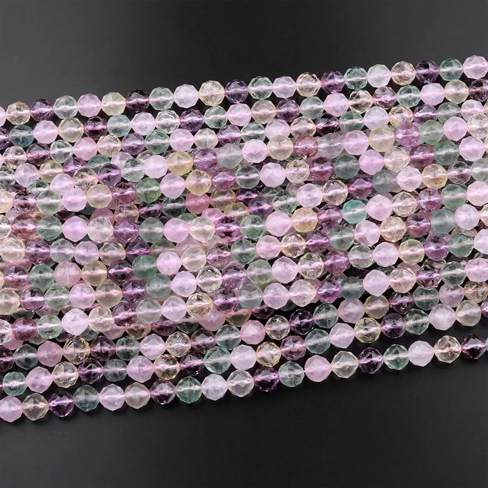 Intrinsic Trading Earrings Natural Amethyst Rose Quartz Citrine Fluorite Double Hearted Star Cut Faceted 8mm Rounded Beads 155 Strand