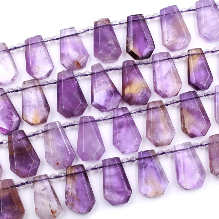 Intrinsic Trading Necklaces Natural Ametrine Faceted Trapezoid Rectangle Cushion Beads Unique Tapered Teardrop Cut Good for Focal Pendant 16 Strand