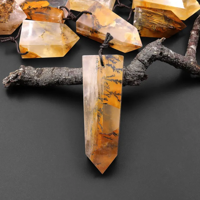 Intrinsic Trading Necklaces Natural Golden Dendritic Quartz Pendant Point Gemstone Crystal A6 Intrinsic Trading Necklaces Natural Golden Dendritic Quartz Pendant Point Gemstone Crystal A6