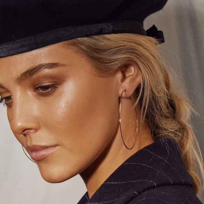 Luv Aj Earrings Capri Wire Hoops Rose Gold