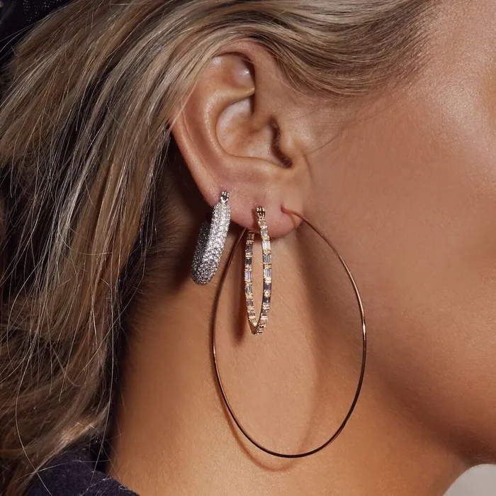 Luv Aj Earrings Capri Wire Hoops Rose Gold