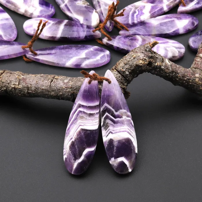 Natural Purple Chevron Amethyst W White Stripes Earring Pair Teardrop Matched Gemstone Beads A1 Intrinsic Trading Earrings Natural Purple Chevron Amethyst W White Stripes Earring Pair Teardrop Matched Gemstone Beads A1 Intrinsic Trading Earrings