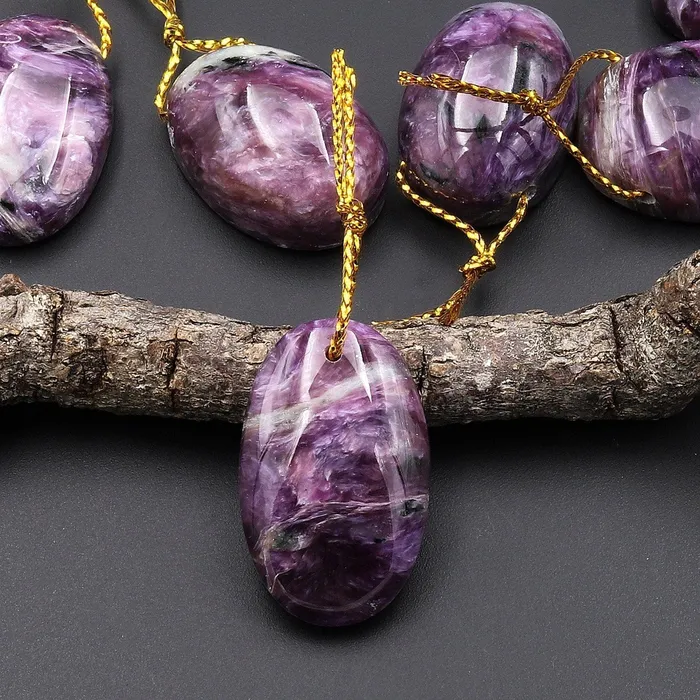 Natural Purple Russian Charorite Pendant Oval Gemstone A4 Intrinsic Trading Necklaces Natural Purple Russian Charorite Pendant Oval Gemstone A4 Intrinsic Trading Necklaces