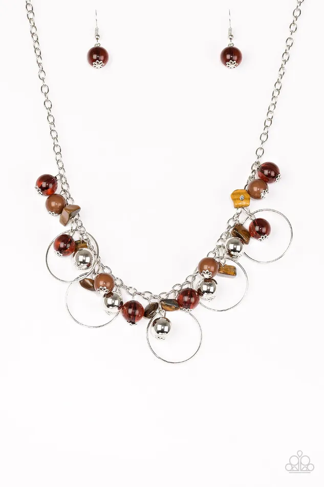 Necklaces All Eyes On U Jewelry Paparazzi Accessories Paparazzi NecklaceMountain Mosaic Brown Paparazzi Necklace