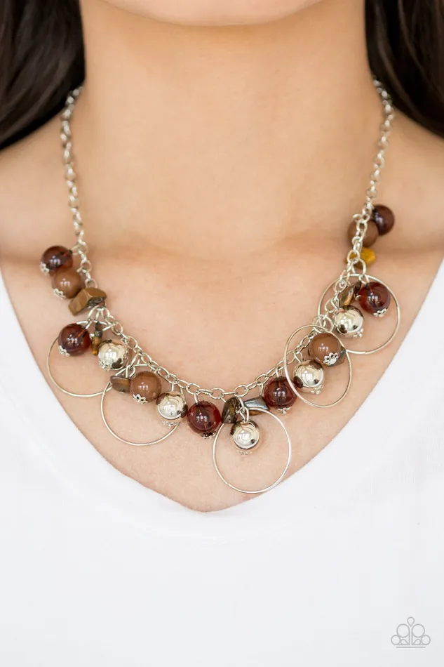 Necklaces All Eyes On U Jewelry Paparazzi Accessories Paparazzi NecklaceMountain Mosaic Brown Paparazzi Necklace