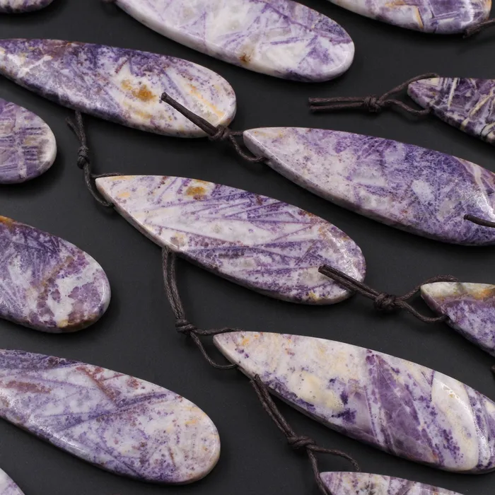 Necklaces Intrinsic Trading Natural Petrified Purple Fluorite Pendant Drilled Teardrop Natural Stone Pendant Side Drilled Long Multi Color Purple White Stone