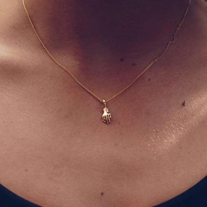Necklaces Jess Zabala Jewelry ORACLE HAND NECKLACE 24K GOLD PLATED
