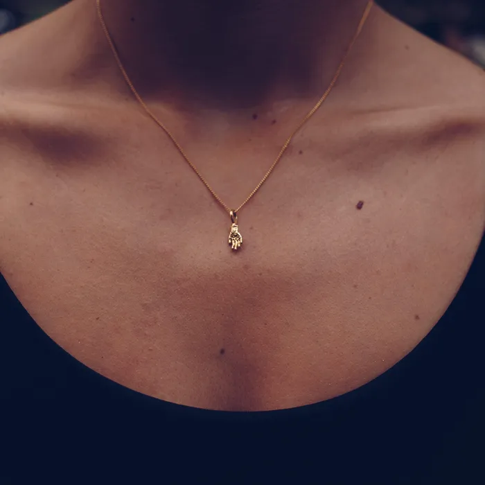 Necklaces Jess Zabala Jewelry ORACLE HAND NECKLACE 24K GOLD PLATED