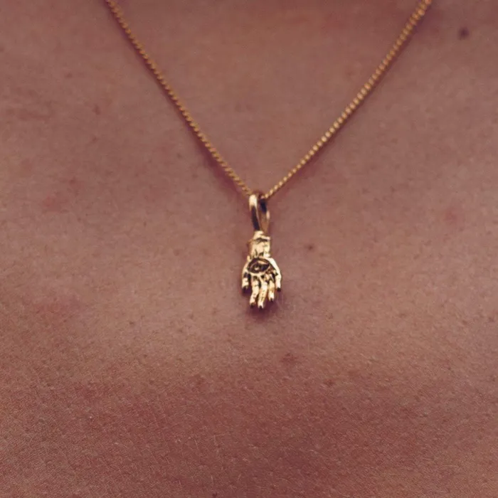 Necklaces Jess Zabala Jewelry ORACLE HAND NECKLACE 24K GOLD PLATED