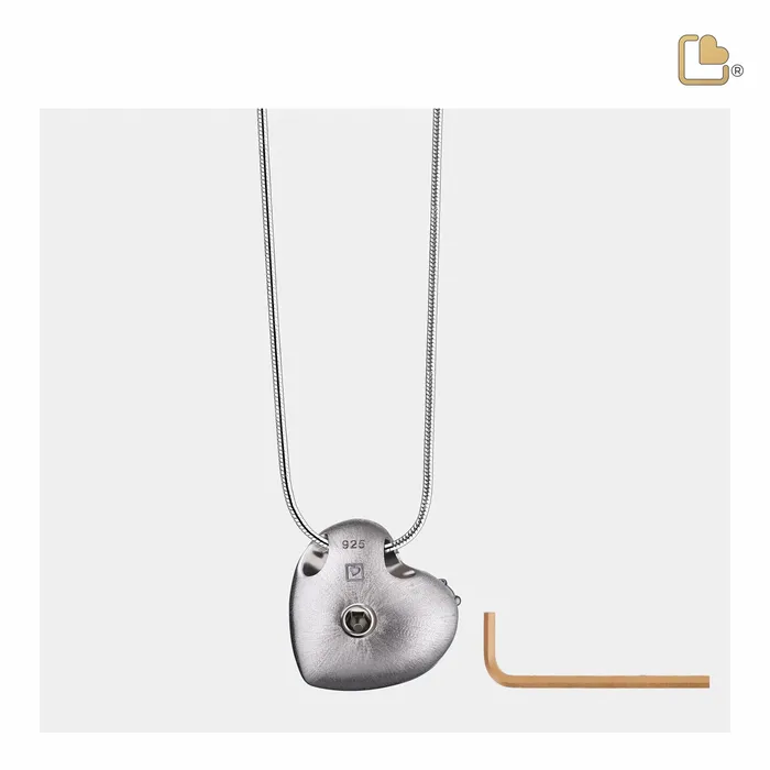 Necklaces Leaning Heart with Crystal Rose Gold Sterling Silver Cremation Pendant LoveUrns Treasure
