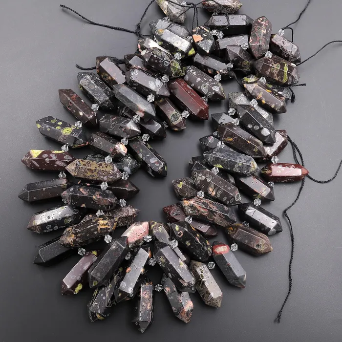 Necklaces Natural Cherry Blossom Jasper Aka Flower Jasper Faceted Double Terminated Points Side Drilled Focal Pendant Beads 155 Strand Intrinsic Trading