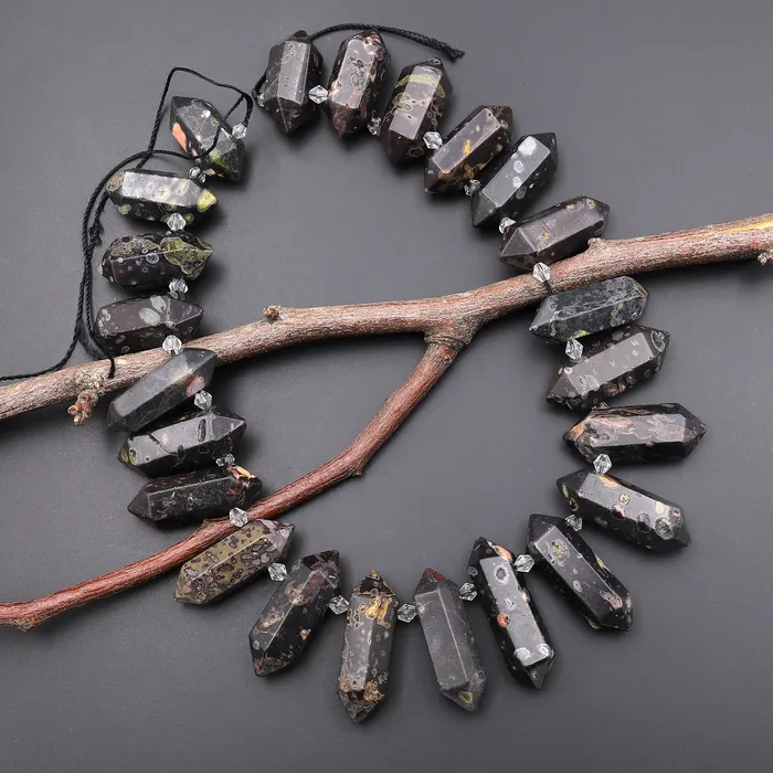 Necklaces Natural Cherry Blossom Jasper Aka Flower Jasper Faceted Double Terminated Points Side Drilled Focal Pendant Beads 155 Strand Intrinsic Trading