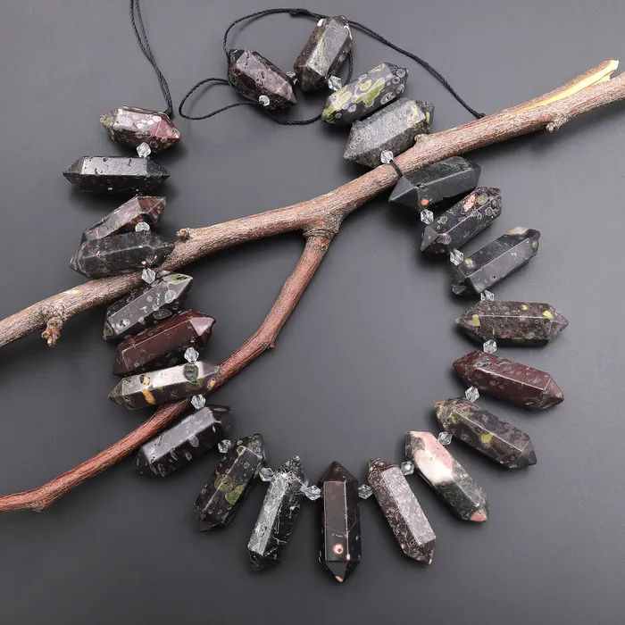 Necklaces Natural Cherry Blossom Jasper Aka Flower Jasper Faceted Double Terminated Points Side Drilled Focal Pendant Beads 155 Strand Intrinsic Trading