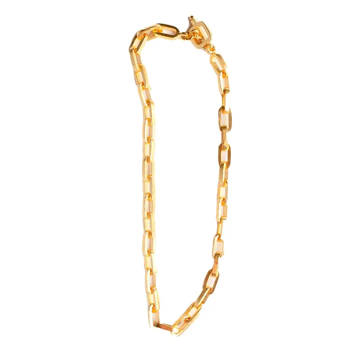 Necklaces SMALL RECTANGULAR CHAIN NECKLACE 24K GOLD PLATED JewelryLab