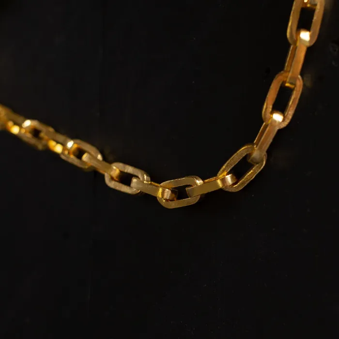 Necklaces SMALL RECTANGULAR CHAIN NECKLACE 24K GOLD PLATED JewelryLab