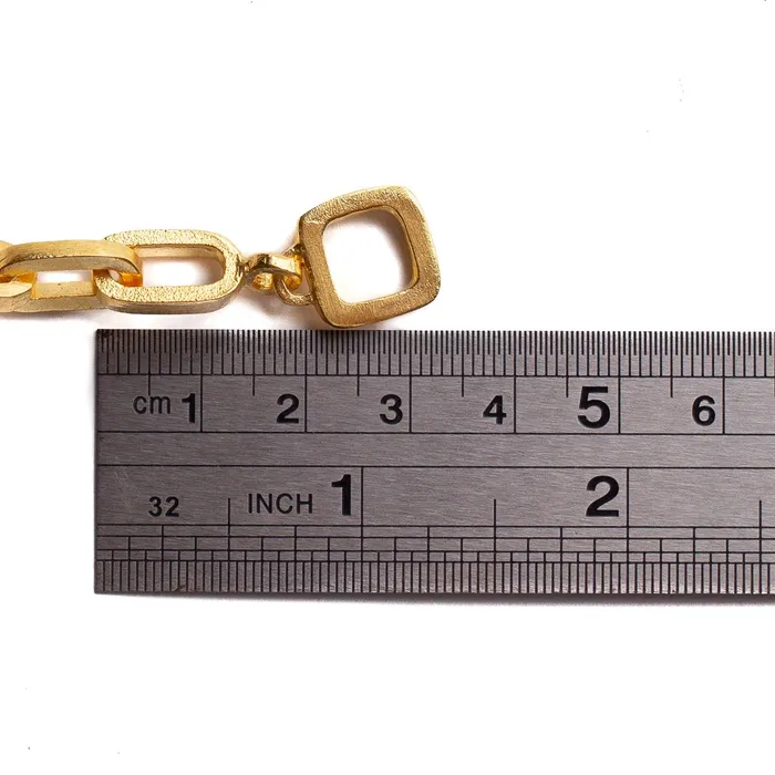 Necklaces SMALL RECTANGULAR CHAIN NECKLACE 24K GOLD PLATED JewelryLab