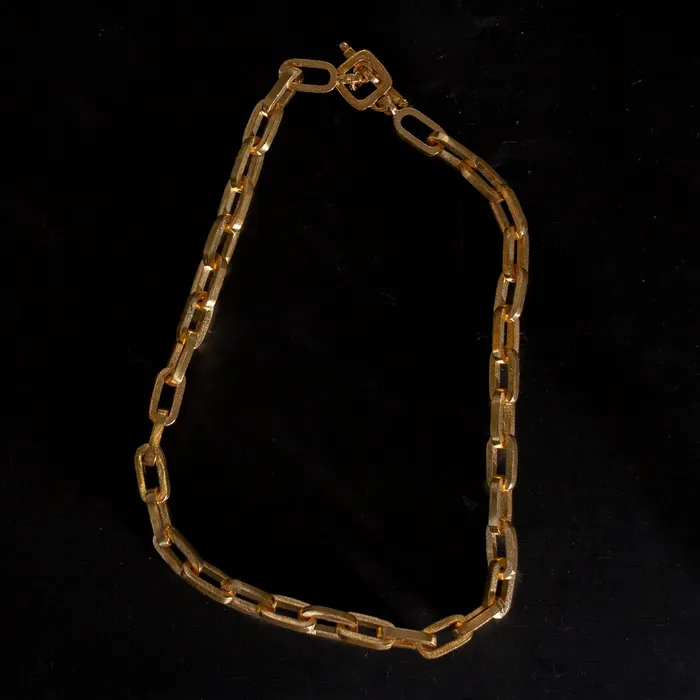 Necklaces SMALL RECTANGULAR CHAIN NECKLACE 24K GOLD PLATED JewelryLab