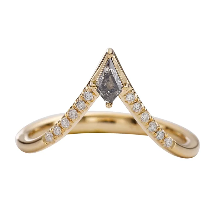 Nesting Kite Diamond Wedding Ring with a Pave Diamond Band ARTEMER Rings