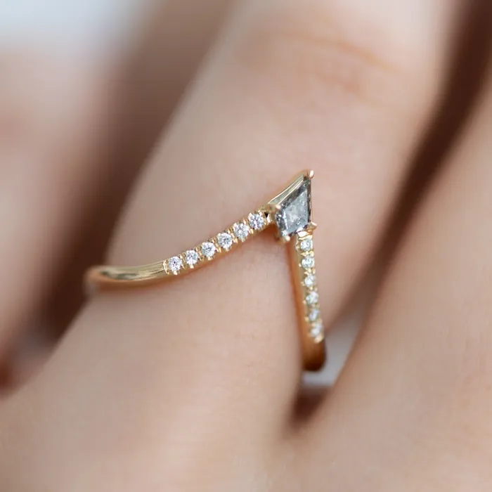 Nesting Kite Diamond Wedding Ring with a Pave Diamond Band ARTEMER Rings