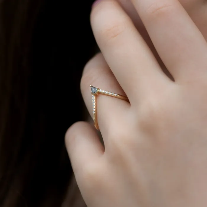 Nesting Kite Diamond Wedding Ring with a Pave Diamond Band ARTEMER Rings