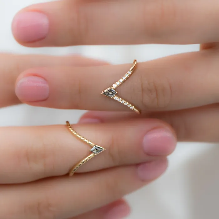 Nesting Kite Diamond Wedding Ring with a Pave Diamond Band ARTEMER Rings
