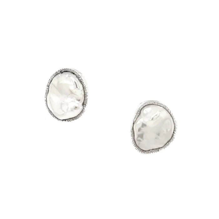 Q Evon Silver Baroque Pearl Post Earrings Earrings