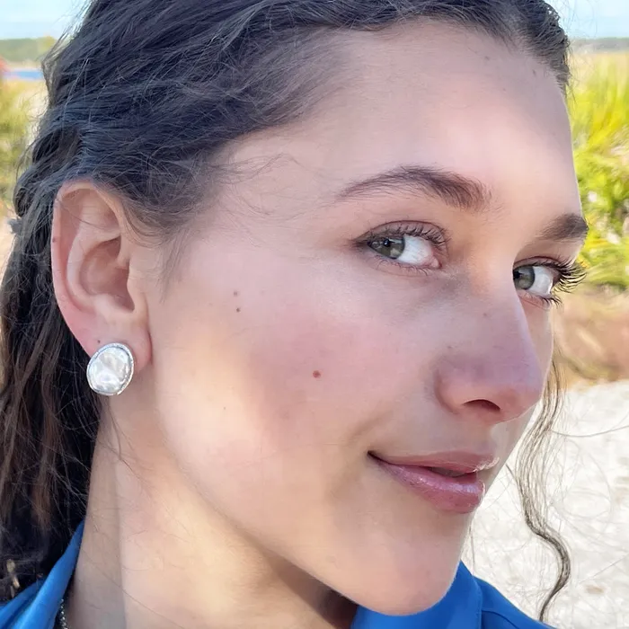 Q Evon Silver Baroque Pearl Post Earrings Earrings