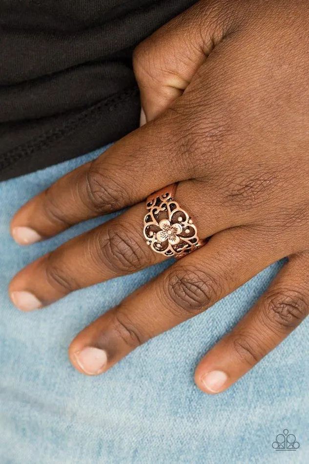 Rings All Eyes On U Jewelry Paparazzi Accessories Fanciful Flower Garden Copper Paparazzi Ring