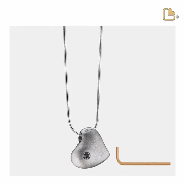 Rings Leaning Heart Two Tone Rhodium Plated Sterling Silver Cremation Pendant LoveUrns Treasure