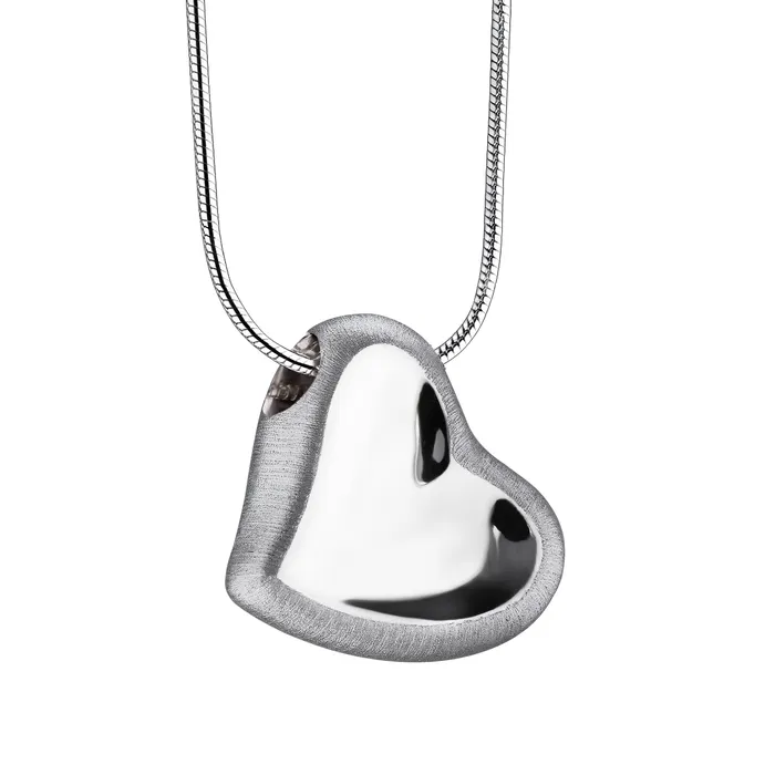 Rings Leaning Heart Two Tone Rhodium Plated Sterling Silver Cremation Pendant LoveUrns Treasure
