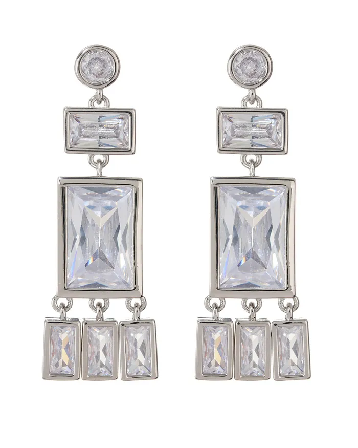 Rings Luv Aj Baguette Shaker Statement Studs Silver
