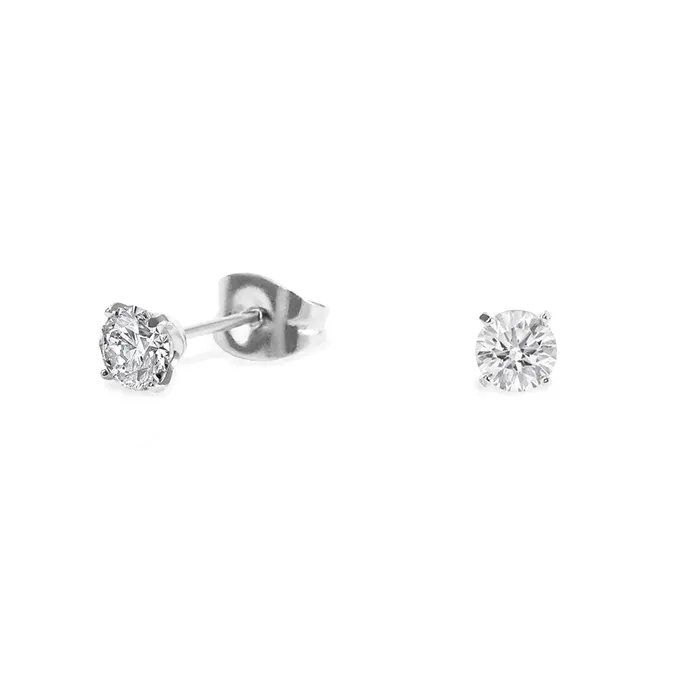 Stainless 4mm round cz stud earrings miabijoux Earrings