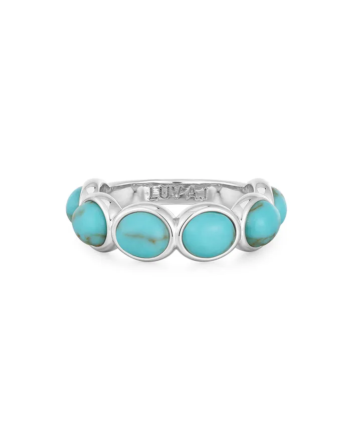 Turquoise Stone Ring Silver Luv Aj Rings