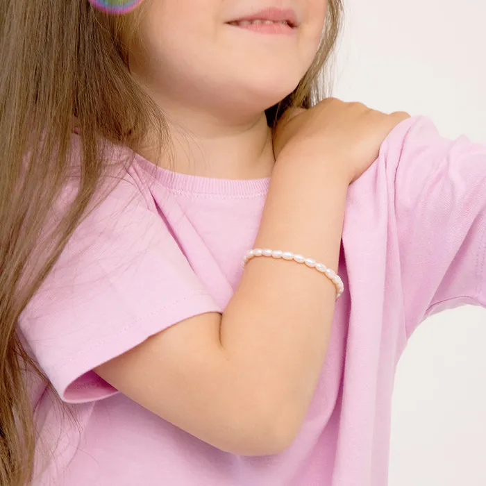 57 Initial Medal Elongated Freshwater Cultured Pearl Baby Kids Teen Bracelet Baby Pearl Bracelets Bracelets
