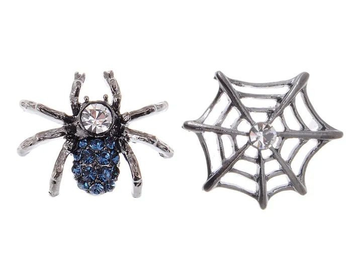 Alilang Earrings Gun Spider Web Blue Earrings Halloween