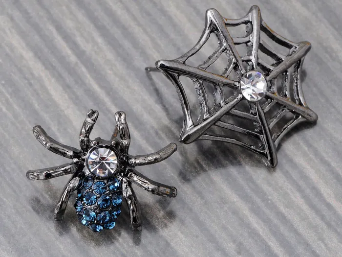 Alilang Earrings Gun Spider Web Blue Earrings Halloween Alilang Earrings Gun Spider Web Blue Earrings Halloween