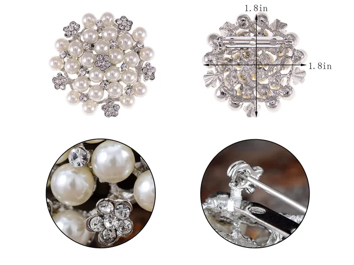 Alilang Earrings Pearl Flower Wedding Party Pin Brooch Alilang Earrings Pearl Flower Wedding Party Pin Brooch