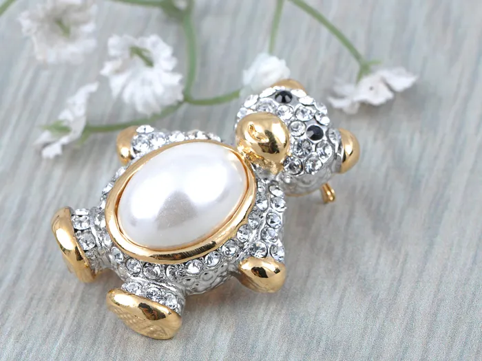 Alilang Necklaces Pearl Teddy Bear Brooch Pin Alilang Necklaces Pearl Teddy Bear Brooch Pin
