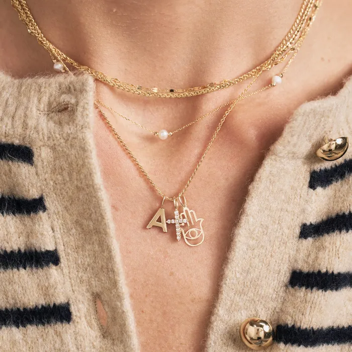 Charm Necklaces Gelin Diamond Diamond Cross Charm
