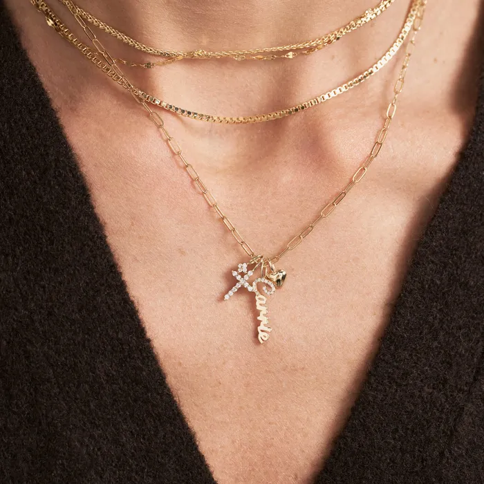 Charm Necklaces Gelin Diamond Diamond Cross Charm