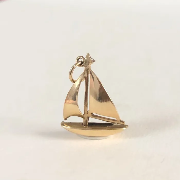 Charm Necklaces Vintage 9ct Gold Yacht Sailing Boat Charm aliceeden