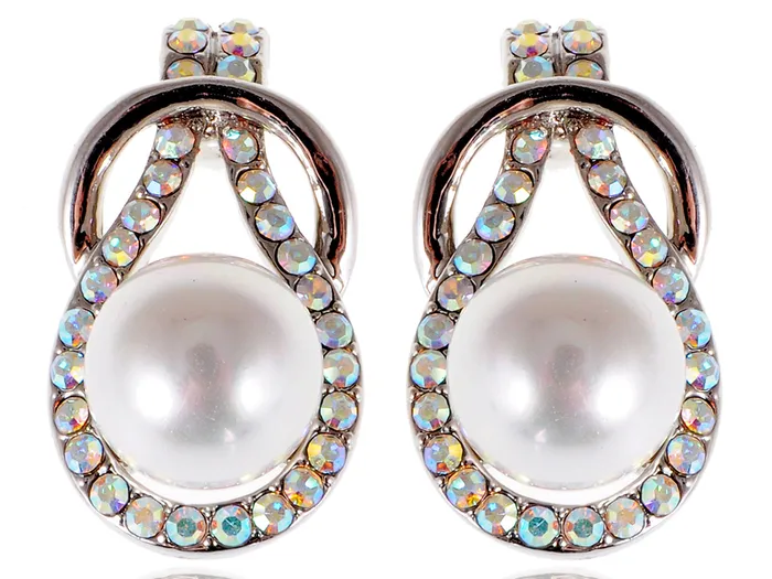 Earrings Alilang Elements Aurora Boreals Pearl Infinity Loop Earrings