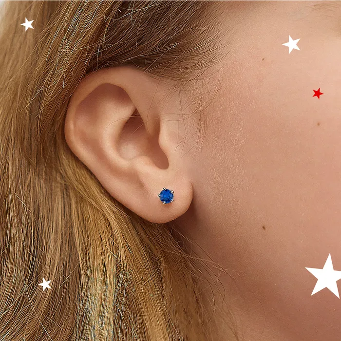 Earrings Split Classic CZ Birthstone Solitaire 4mm September Blue Sapphire Virgo Baby Toddler Kids Earrings Screw Back Sterling Silver
