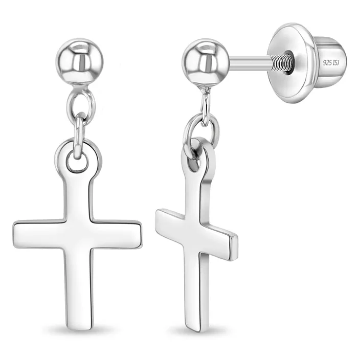 Earrings Teen Screw Back Earrings My First Dangle Cross Kids Childrens Girls Earrings Screw Back Sterling Silver Earrings Teen Screw Back Earrings My First Dangle Cross Kids Childrens Girls Earrings Screw Back Sterling Silver
