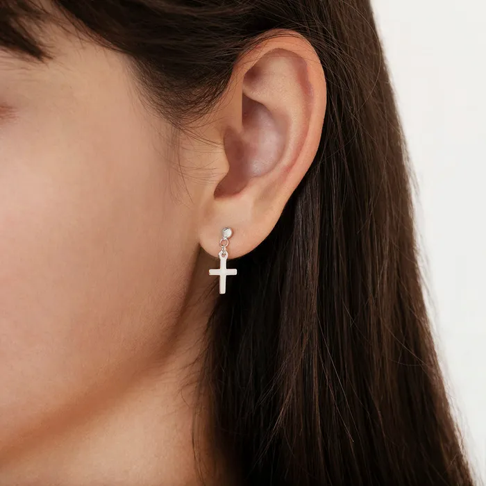 Earrings Teen Screw Back Earrings My First Dangle Cross Kids Childrens Girls Earrings Screw Back Sterling Silver
