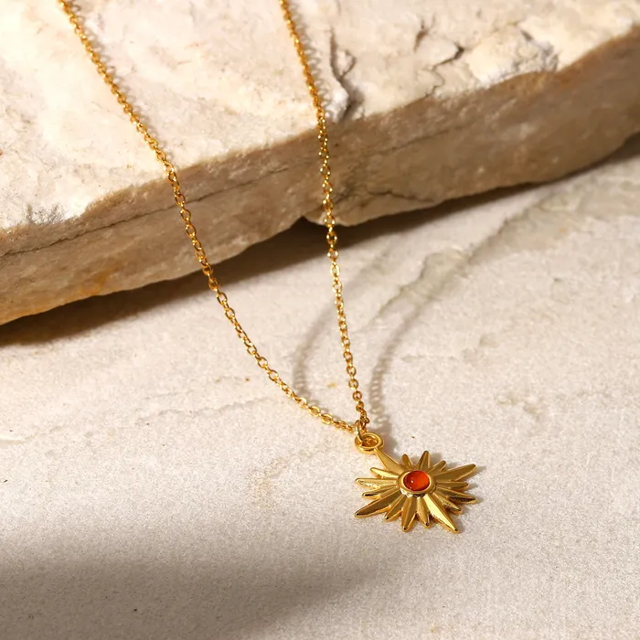 Eight Pointed Star Pendant 18K Gold Plated Necklace Refined by AnnaKaci Necklaces Eight Pointed Star Pendant 18K Gold Plated Necklace Refined by AnnaKaci Necklaces