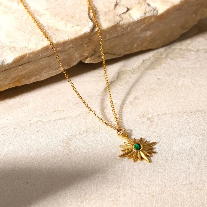 Eight Pointed Star Pendant 18K Gold Plated Necklace Refined by AnnaKaci Necklaces Eight Pointed Star Pendant 18K Gold Plated Necklace Refined by AnnaKaci Necklaces